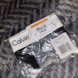 Calvin Klein Black Thong Panty Thick Waist Band Size S